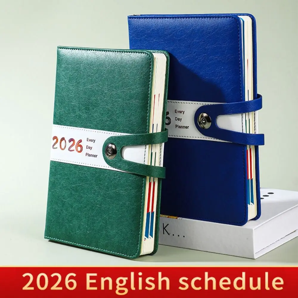 English 2026 Schedule Planner Notepad Wear-resistant Efficiency To-do List Notebook Bookmark Portable Diary Writing Pads Student