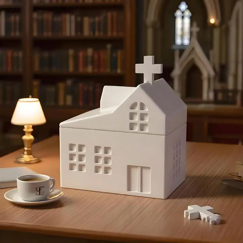 

House Shape Candle Jar Silicone Mold for DIY Handmade Crafts Plaster Casting Molds Concrete Resin Gift Making Tool Home Decor