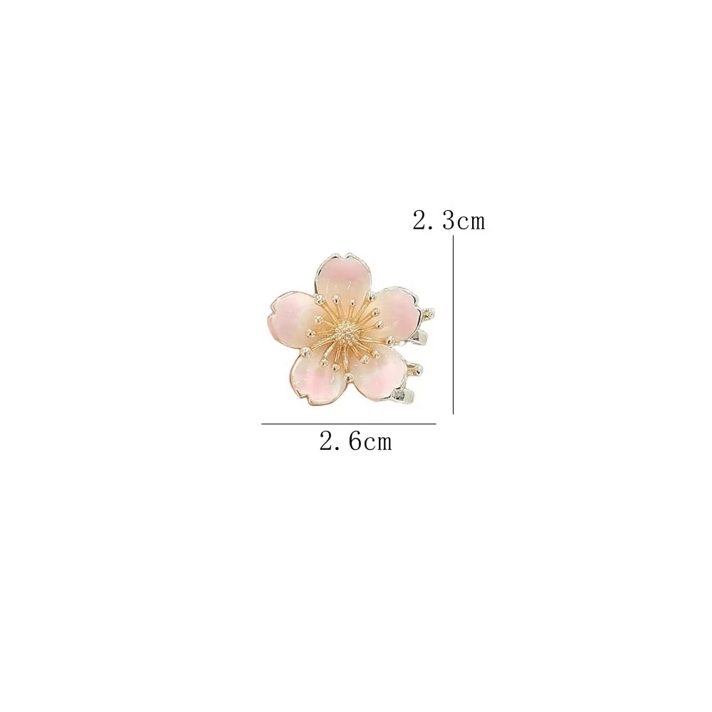 Gold Tone Alloy Floral Inspired Mini Claw Clip Enamel Pink Petals Rhinestone Accents Hair Accessory For Women Girls view 5