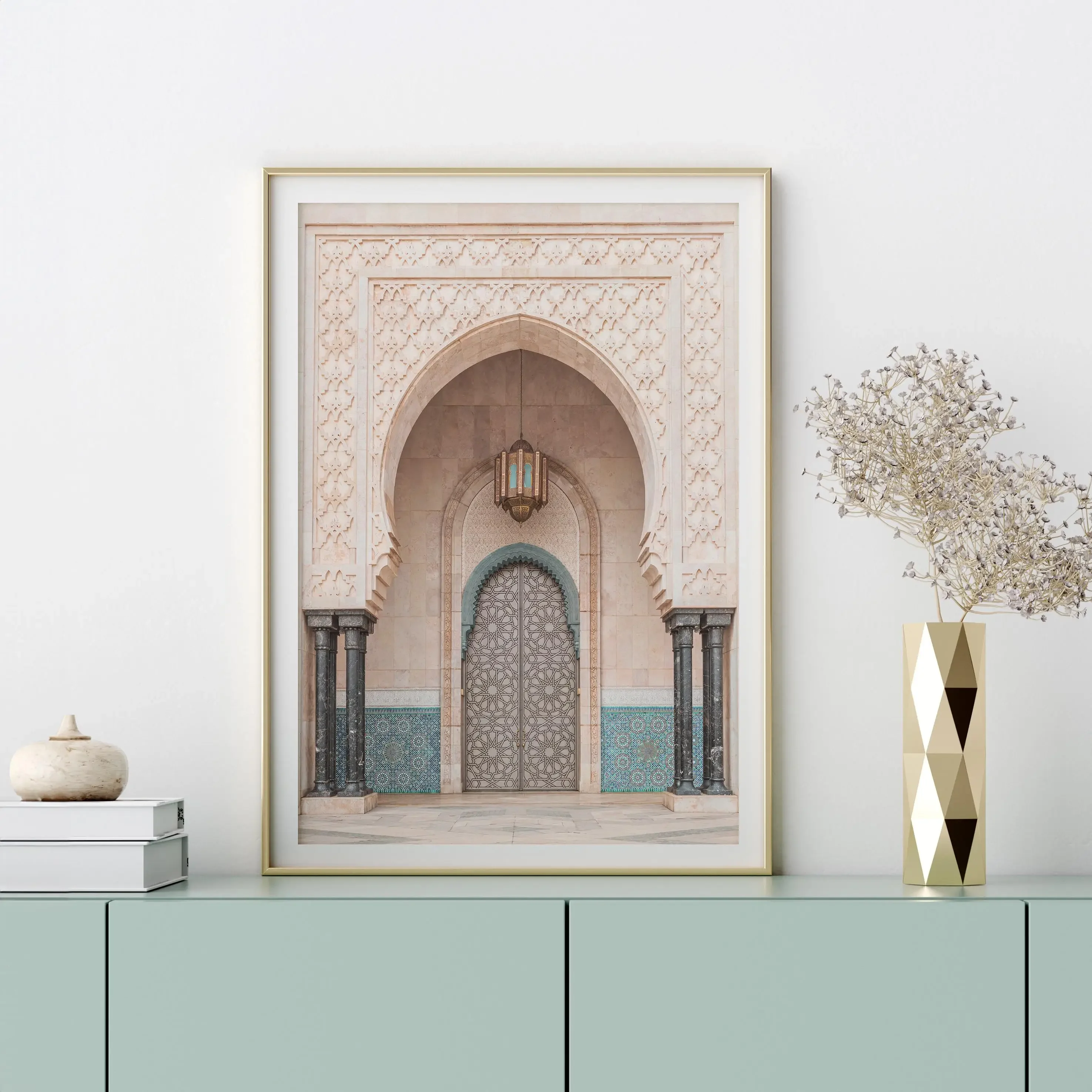 Frameless canvas paintings,Islamic Architecture Poster Moroccan Door Photo, Marrakech Mosque Print,  Neutral Arabic Wall Art Bei