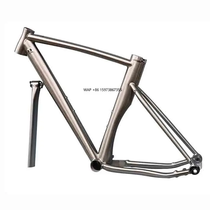 

HFT Top Sale ISP 700c Dual Butt Titanium Fixed Gear Bike Frame Titanium ISP Rail Bike Frame Aero di2 Chain Dial Included