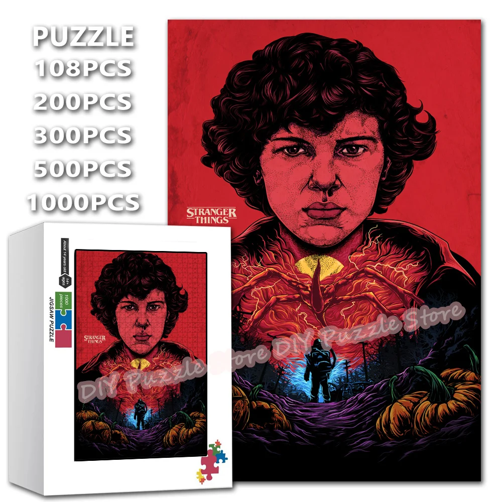 

Diy Print Puzzle Jigsaw Stranger Things 108/200/300/500/1000/1500Pcs Intelligence Puzzles Creative Unique Birthday Gifts