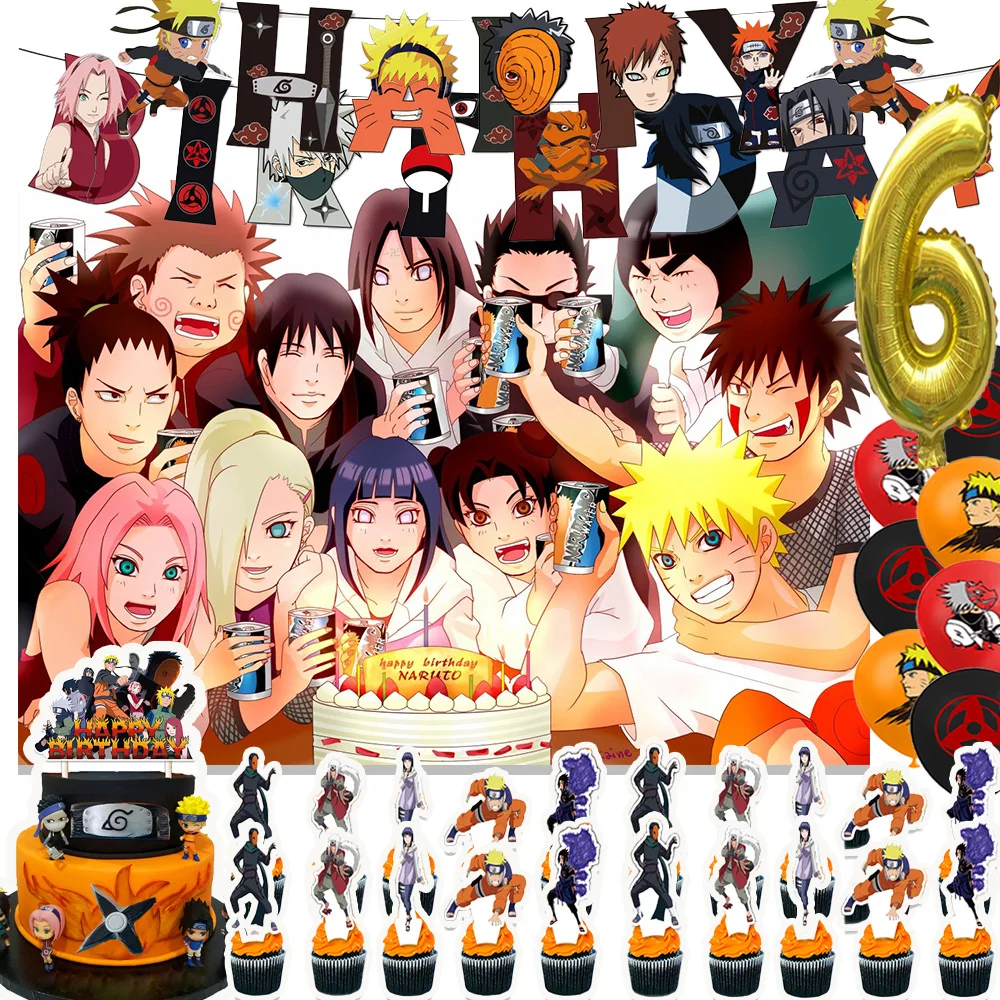 

Anime&Narutoed Birthday Party Supplies Decoration Cartoon&Uzumakied Balloon Figure Banner Backdrops Cupcake Topper Kid Baby Gift