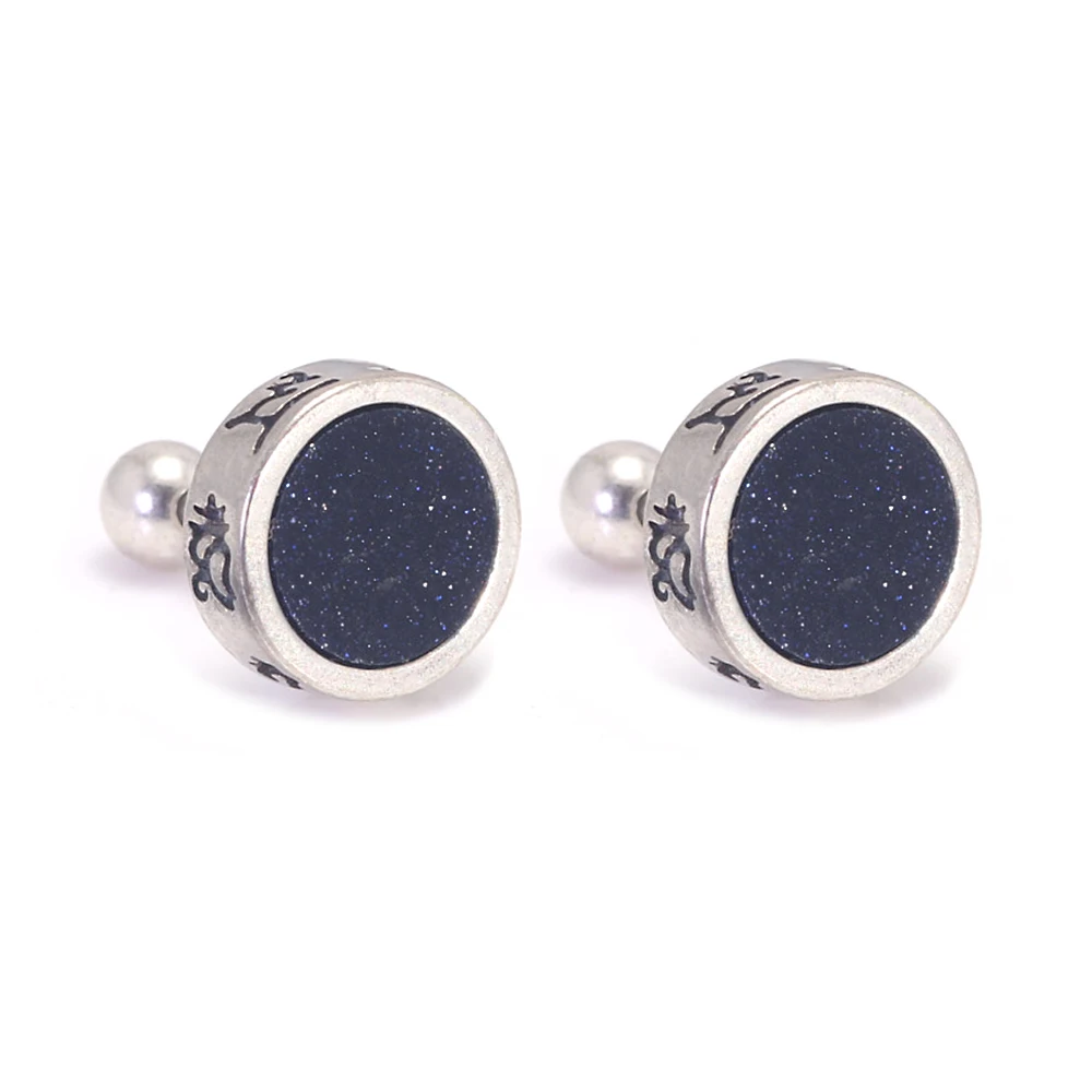 

Genuine Mantra Sterling Silver Stud Earrings for Men and Women Simple Design Smooth Flat Natural Black Onyx