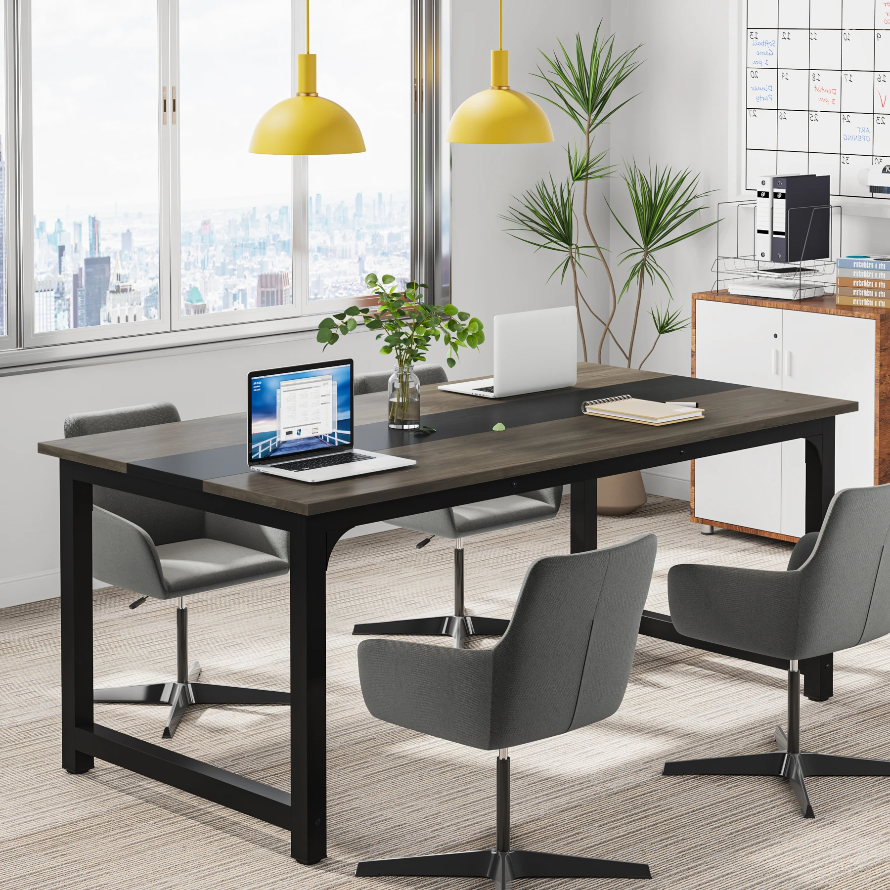 Tribesigns 63” Executive Desk, Large Office Computer Desk with Thicken Frame, Modern Simple Workstation Business Furniture