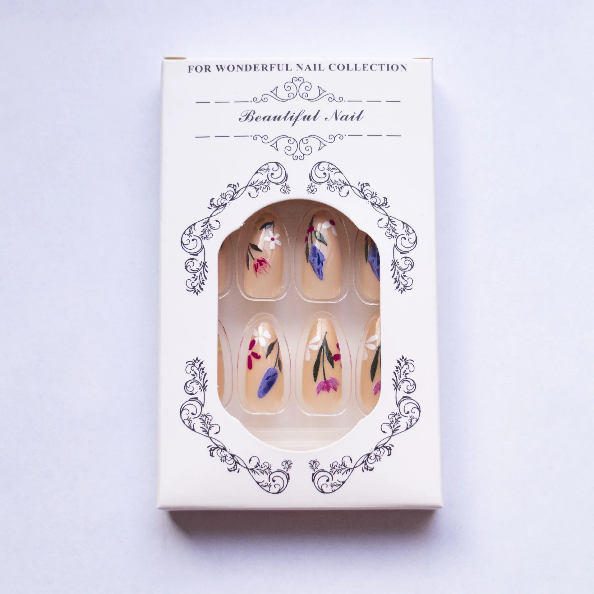 24 Stück einfache Mandel-Nägel-Spitzen, frisches buntes Blumen-Design, künstliche Nägel, tragbar, oval, künstlicher Nagel, kurze, vollständige Abdeckung, zum Aufdrücken der Nägel – Detail 8