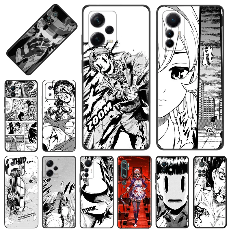 Phone Case for Xiaomi 13 12 12x 12t Pro Lite Redmi Note13 Note12 13c 12c 12s Anime High Rise Invasion Soft Black Anti-Drop Cover