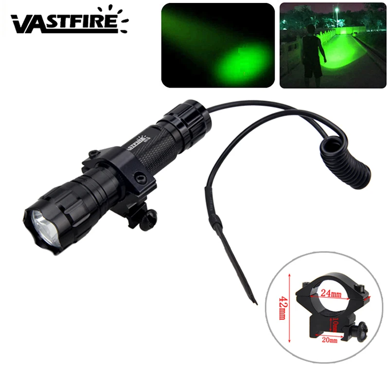 2000lm Weapon Light Red/Green/White Tactical Hunting armed Flashlight+Remote Switch+Rifle Scope Gun Mount