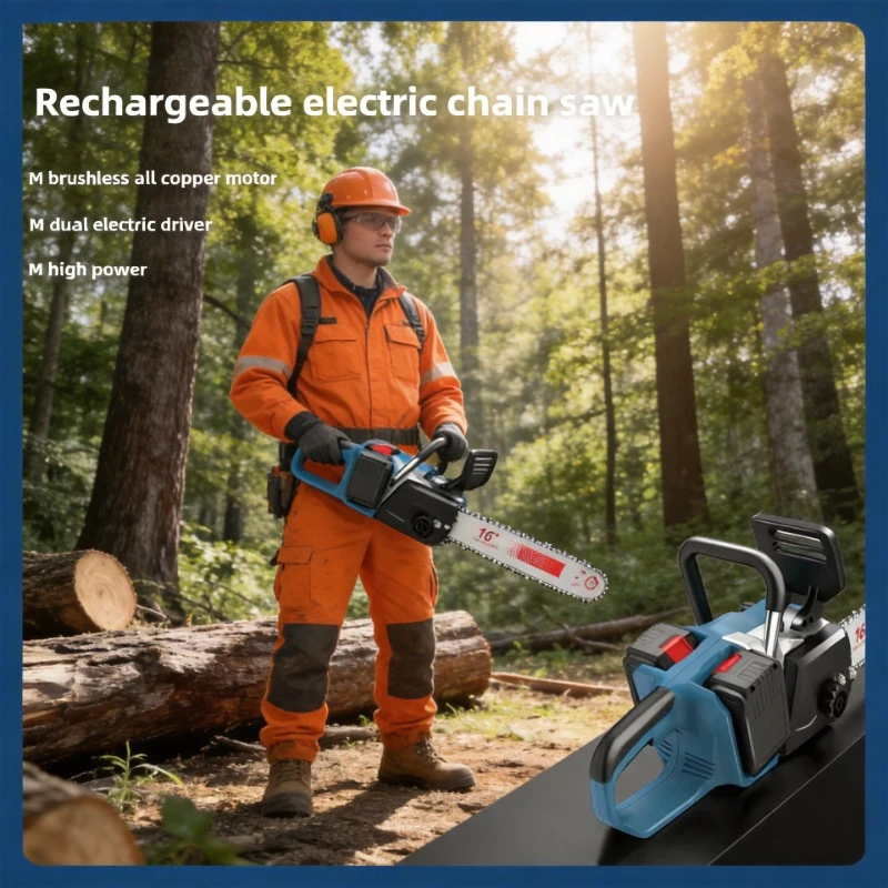 

Rechargeable Lithium Cordless Handheld Chainsaw Outdoor Wood Cutting Logging Saw