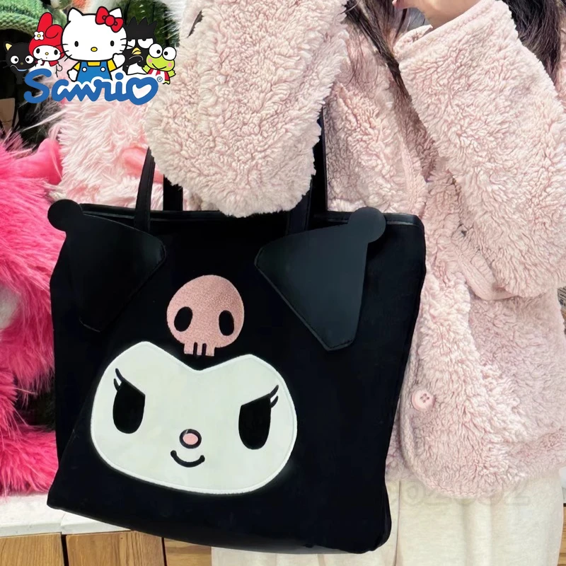  Kuromi Original New Women's Handbag Large Capacity Fashion Embroidery Women's Shoulder Bag 3D Cartoon Cute Women's Bag