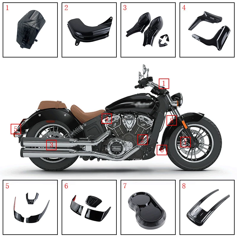 

Motorcycle Fairing Front Rear Fender Coolant Hose Cover Part Decorative Sticker Trim Accessories For Indian Scout Sixty 2015-23