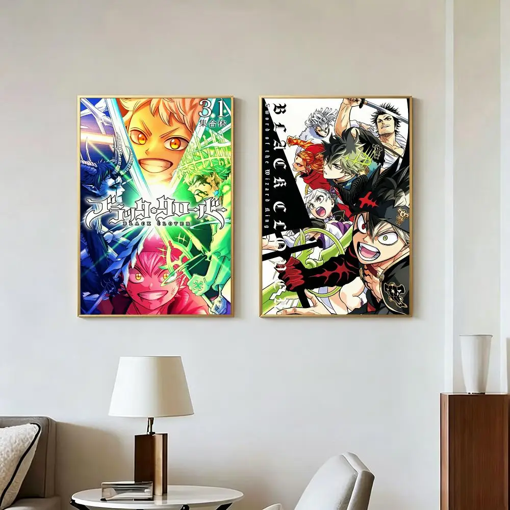 Character B-Asta Black Clover Poster Peel And Stick Wall Art Self Adhesive PP Waterproof Wall Decor Living Room Bedroom Gift