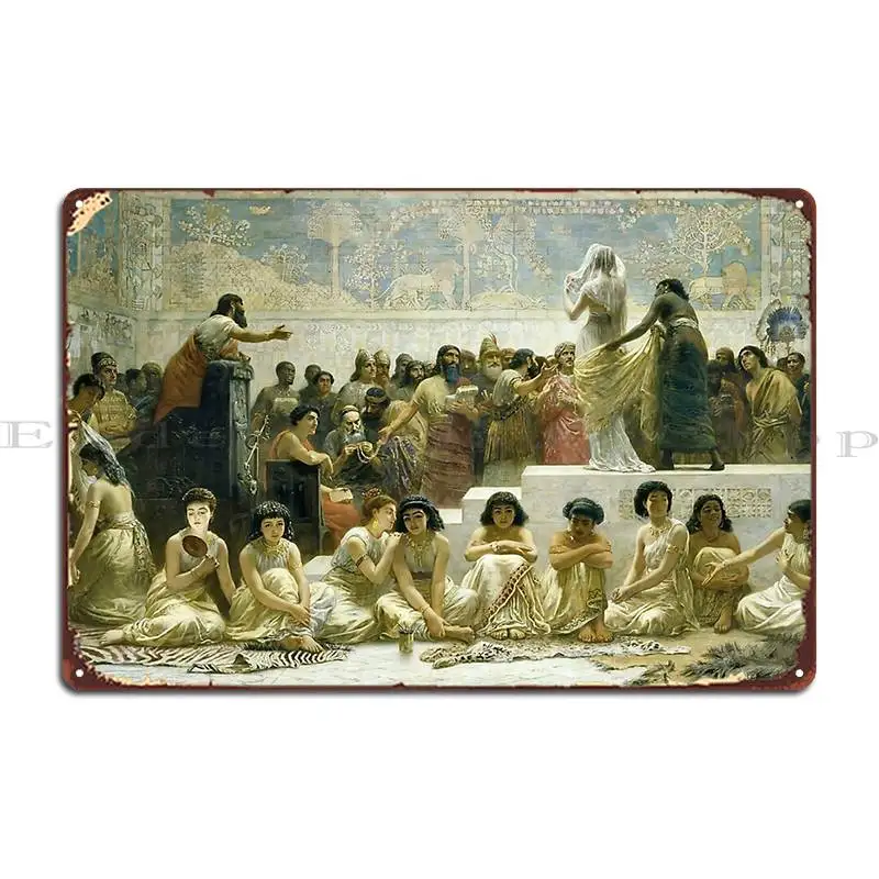 The Babylonian Marriage Market Edwin Long Vintage Art Metal Plaque Poster Party Wall Plaque Character Cinema Tin Sign Poster