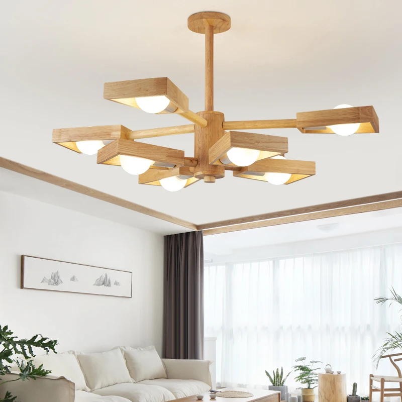 Nordic Tree Lighting Wood Chandelier for Living Room Bedroom Dining Room Decor AC110V 220V Hanging Ceiling Light E27 Ceil Lamps