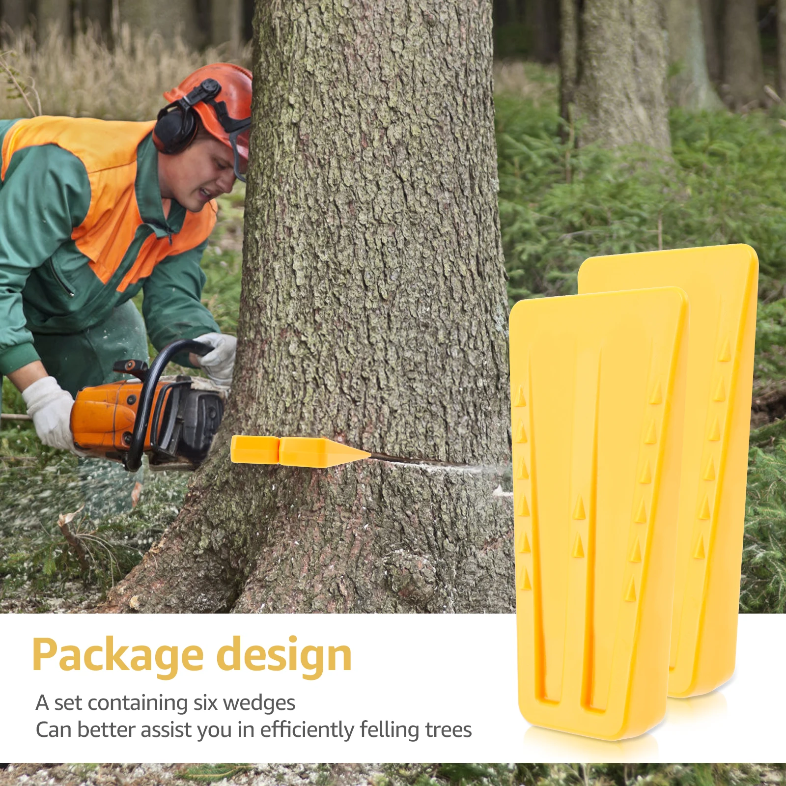 Picture 6: 6PCS Reusable Splitting Wedges Wear Resistant Chainsaw Wedges Plastic Wedges Logging Tools Portable Tree Cutting Wedges for Tree