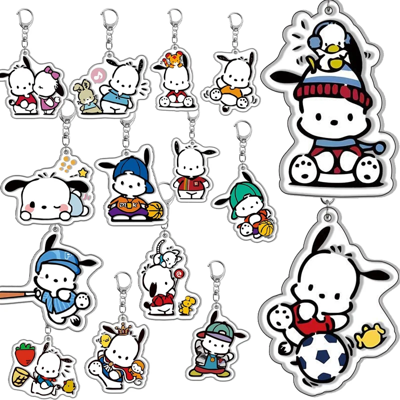 

Anime Cartoon Pochacco Acrylic Keychain Accessories Women Fashion Cute Ornament Jewelry Men Car Hanging Charm Key Ring Gifts Toy