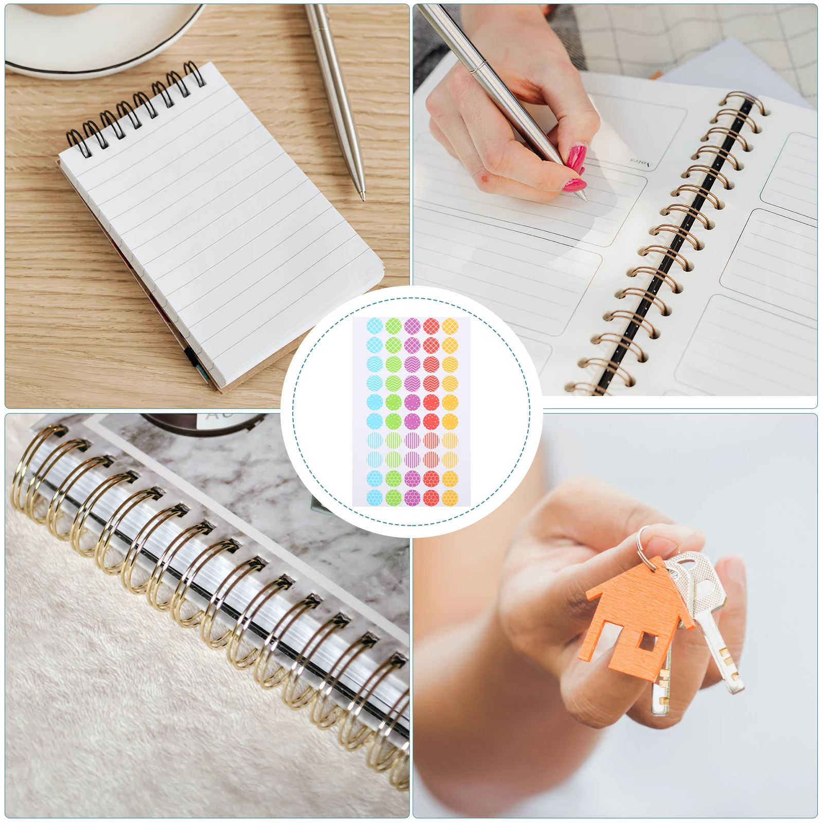 

10 Sheets Assorted Color Label Stickers Binder Page Hole Reinforcement Punch Adhesive