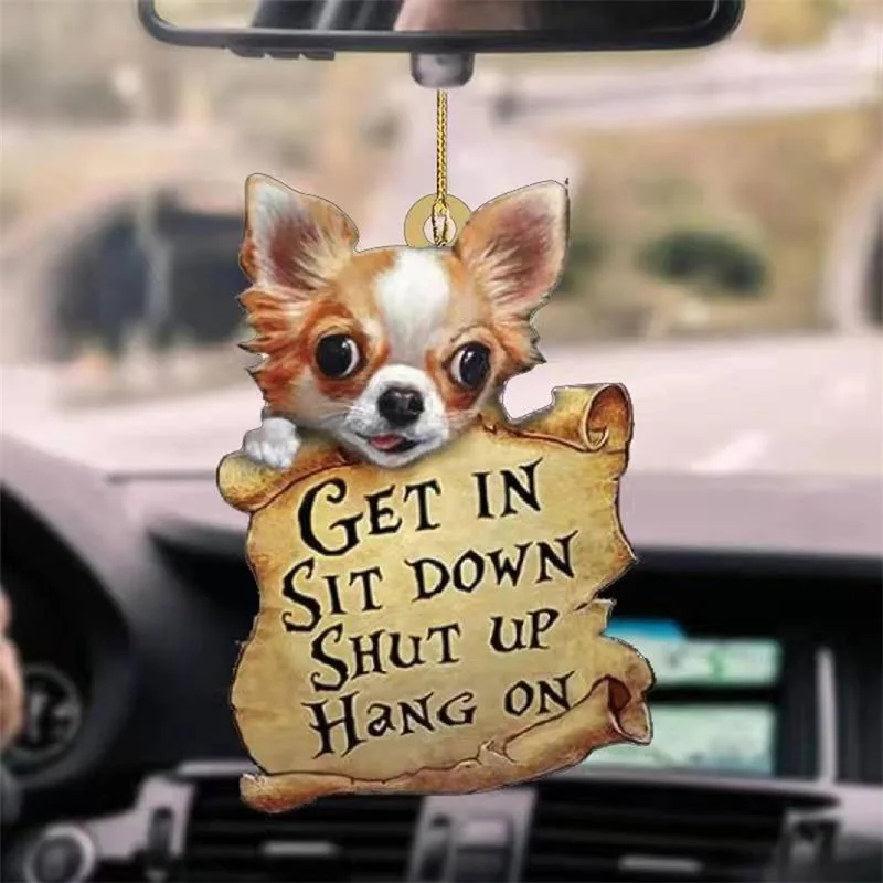 Funny Rearview Mirror Charms Cute Animal Hanging Decorations Get in Sit Down Shut Up Christmas Tree Ornaments