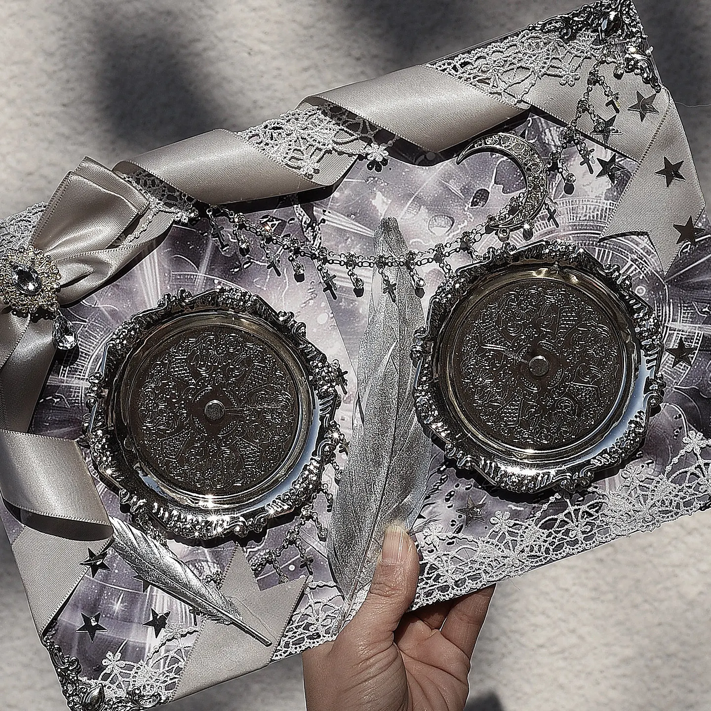 Silvery Series Ita Bag Material Kit Badge Holder Lolita Ita Bag Insert Board Accessories Bag Decoration Y2k Cosplay Insert Board