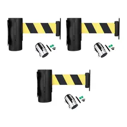 Wall Mount Retractable Belt Barrier Crowd Control Barrier Nylon Belt Multifunctional for Warehouse School Retail Store Banks