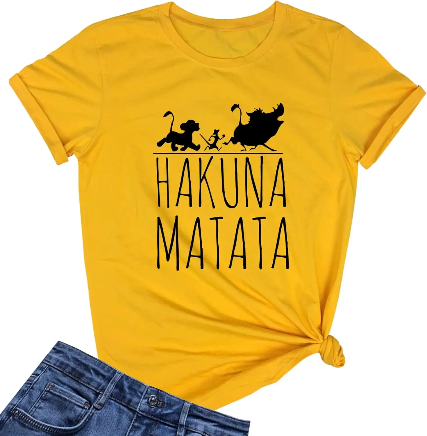 LOOKFACE Womens Hakuna Graphic Printed Tshirts Cute Funny Tees Men Women Clothes Oversized Cotton Tees