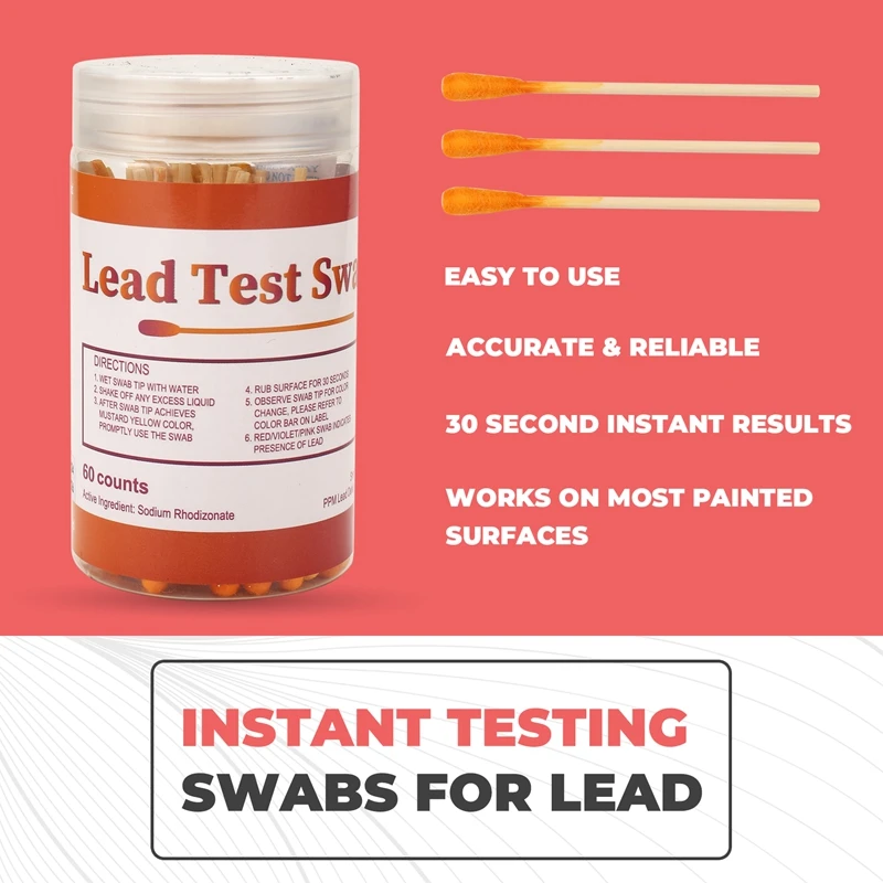 Lead Test Kit Swabs - Lead Paint Test Kit, Lead Check Swab for Home Use, Test Results in (60PCS)-DTD2