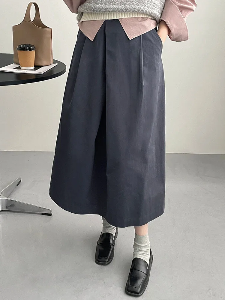 [EAM] High Waist Apricot A-line Irregular Pleated Elegant Half-body Skirt Women Fashion Tide New Spring Autumn 2024 1DH3802