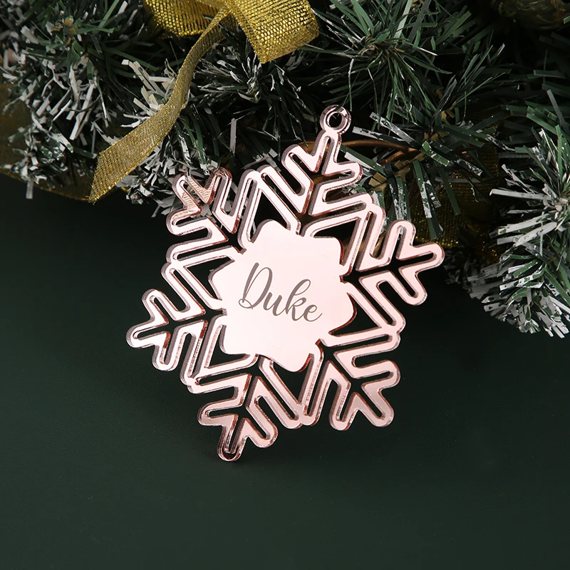 Custom Laser Cut Wooden Christmas Gift Tags with Names Personalized Snowflake Decor Customizable Wood Name Tags