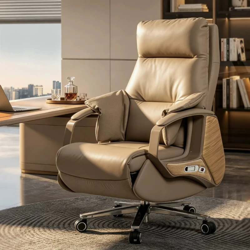 Imported Top Grain Leather Executive Office Seating Ventilation & Massage Work Furnish Zero-Gravity Recline Rest Furnishing