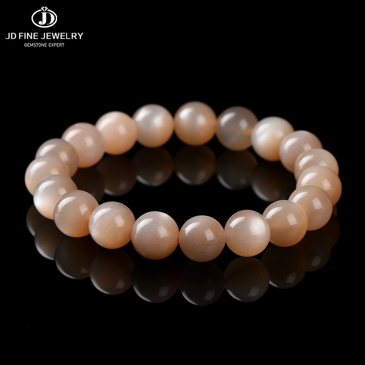 

JD Natural Stone Silver Color Gray Moonstone Bead Bracelet Women Minimalist Energy Shiny Gems Stretch Female Jewelry Gifts