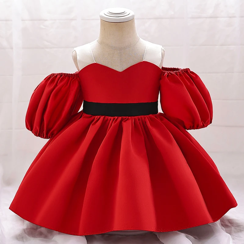 Formal Toddler Rose 1st Birthday Dress For Baby Girl Clothes Baptism Puff Sleeve Princess Dress Girls Dresses Party Gown 0-2Y