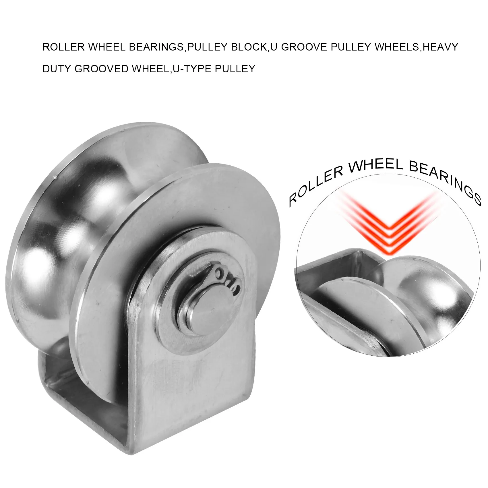 2 Inch Roller Wheel Bearings U Groove Pulley Wheels Detachable Heavy Duty Grooved Wheel for Material Handling and Moving