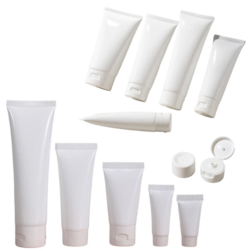 

30Pcs Mini 10ml-100ml White Plastic Soft Tubes Bottles Portable Sample Cosmetic Container For Lotion Facial Cleanser Creams