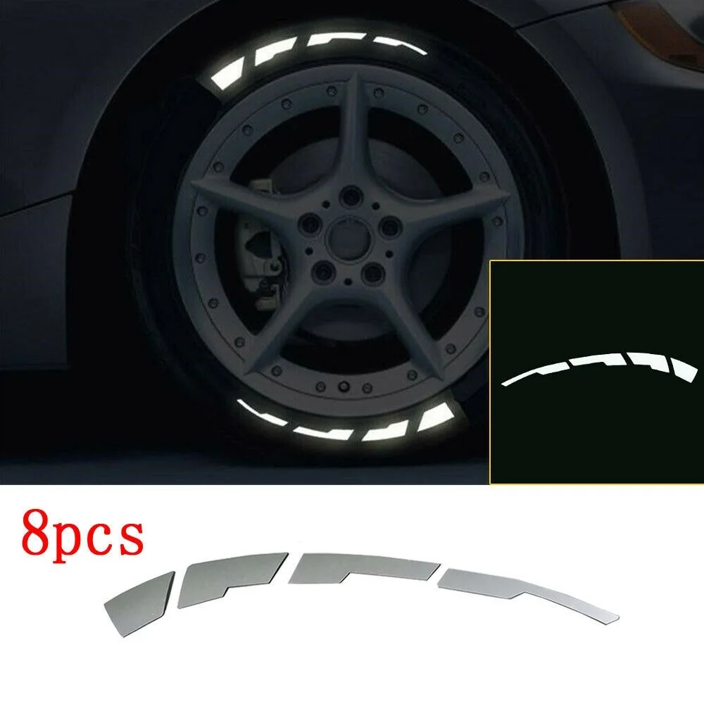 

8pcs Car Tire Reflective Lettering Sticker Blade Style Decor Decal Accessories