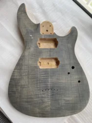 Semi-finished Electric Guitar Body, Defective Hand Brush, Unfinished Basswood, Flame Maple Veneer, Real Photos, Stock