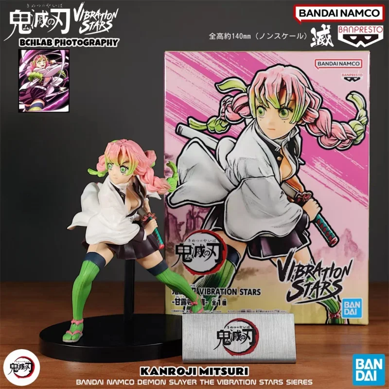 

Bandai оригинальные вибрационные звезды Demon Slayer Kanroji Mitsuri рост около 13 см, коллекция экшн-фигурок, модель, подарочные игрушки