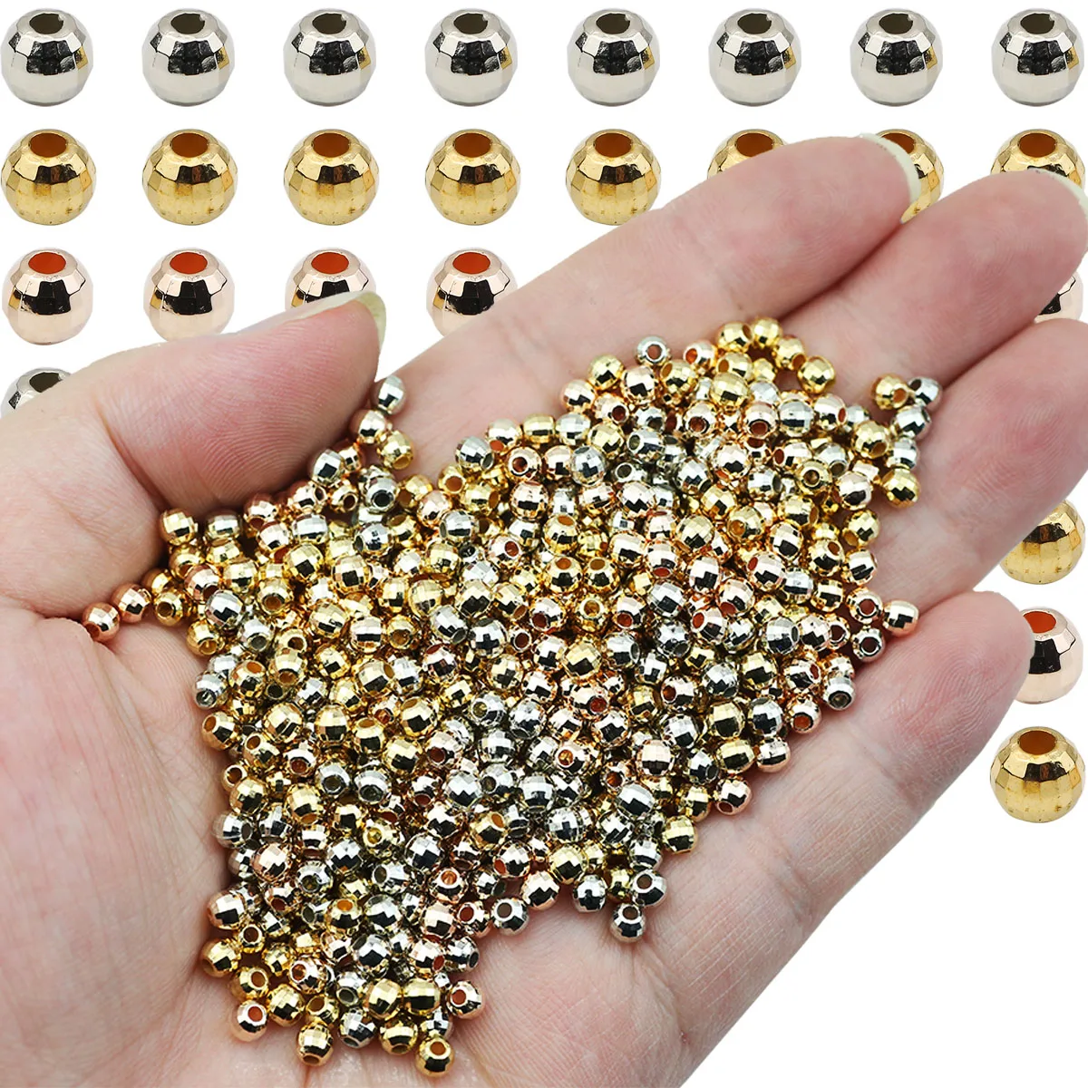 100 ~ 800 sztuk 4mm złoty posrebrzany CCB Earth Spacer luźne koraliki do tworzenia biżuterii DIY bransoletka naszyjniki kolczyki akcesoria — zdjęcie 4