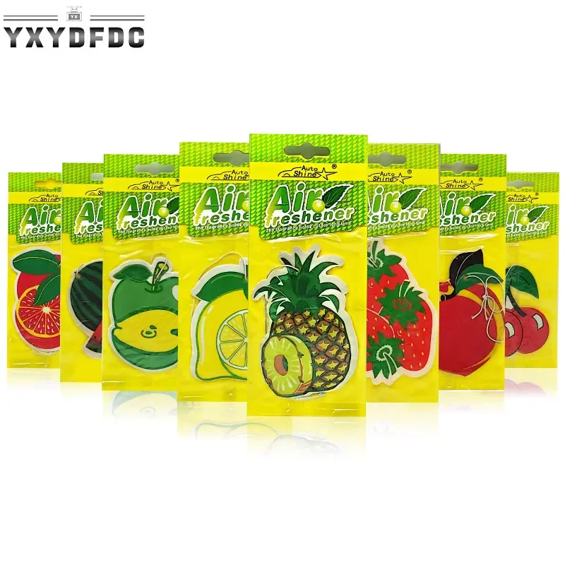 8-40Pcs  Fruit Car Air Freshener Natural Aromatherapy Tea Paper Hanging Perfume Vanilla Auto Parts Interior