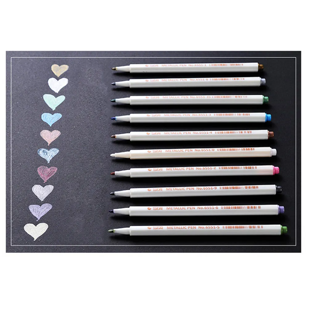 

Metallic Pen Art Fine Metallic Colored Pen Painting Sketching Watercolor Marker Gold 6551 for DIY Artists Craft Scrapbook