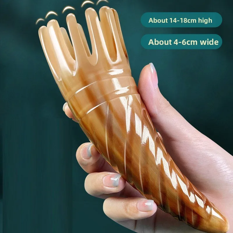 

Genuine cow horn comb, hair treatment special cylindrical scraping device, head meridian hair washing comb, scalp massage comb