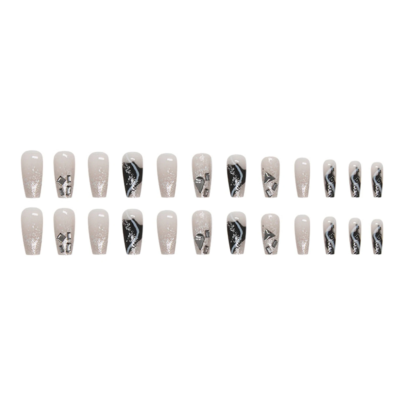 Shiny Balck Smudged False Nails Lasting Enough Harmless Fingernails for Nail Technician Daily Use