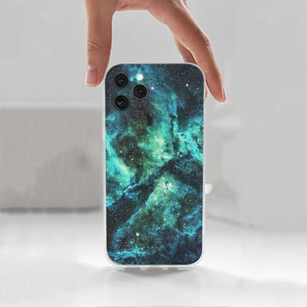 Universe Space Galaxyเคสโทรศัพท์สําหรับiPhone 16,15,14,13,12,11 Plus,Pro,Max,XR,XS,X,7,8 Plus,SE,Mini,โปร่งใส,เคสซิลิโคน