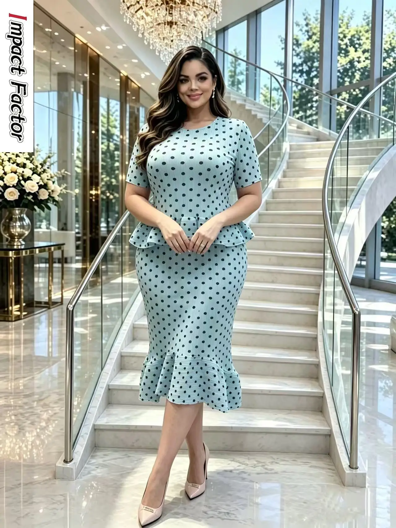 2026 Summer New Polka Dot Women's Clothing Two-piece Set Sanzhai Short-sleeved Crew Neck Printed Retro Loose Set