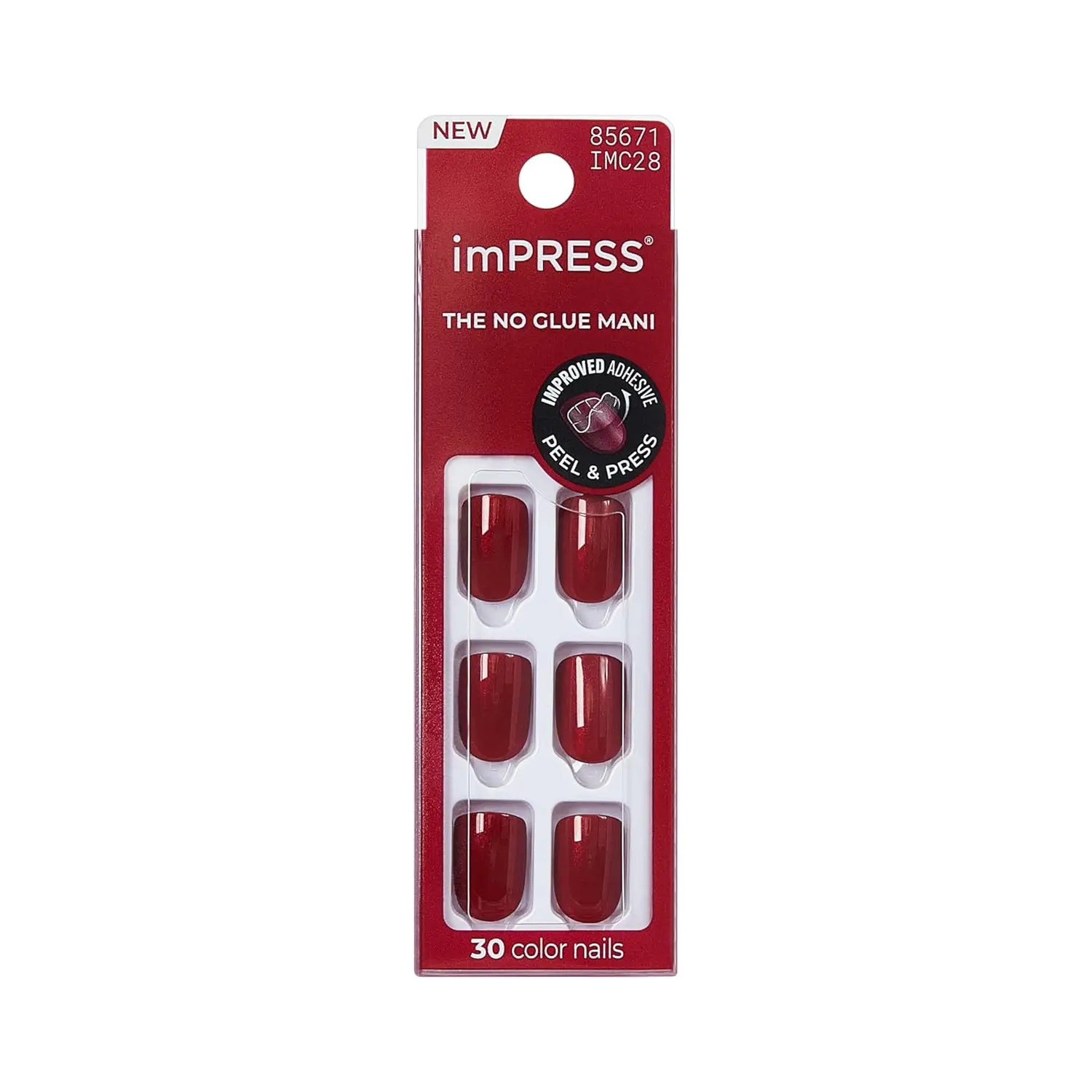 

Press On Nails, Short Squoval Shape, Red Velvet Color, 30 Pcs with Tools