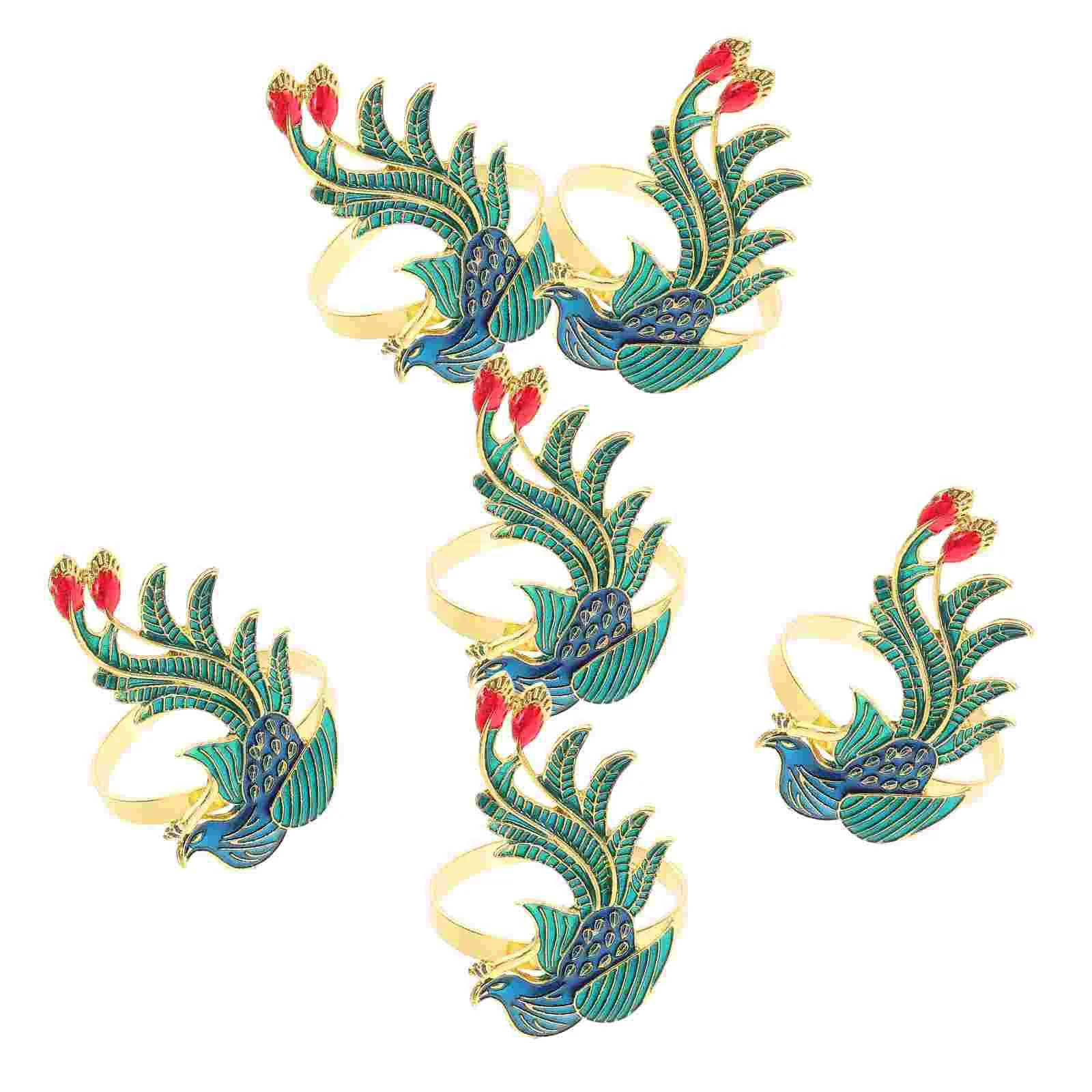 6 Pcs Phoenix Napkin Ring Small Rings Alloy Clasps Decoration Holder Festival Metal Holders Delicate Buckles