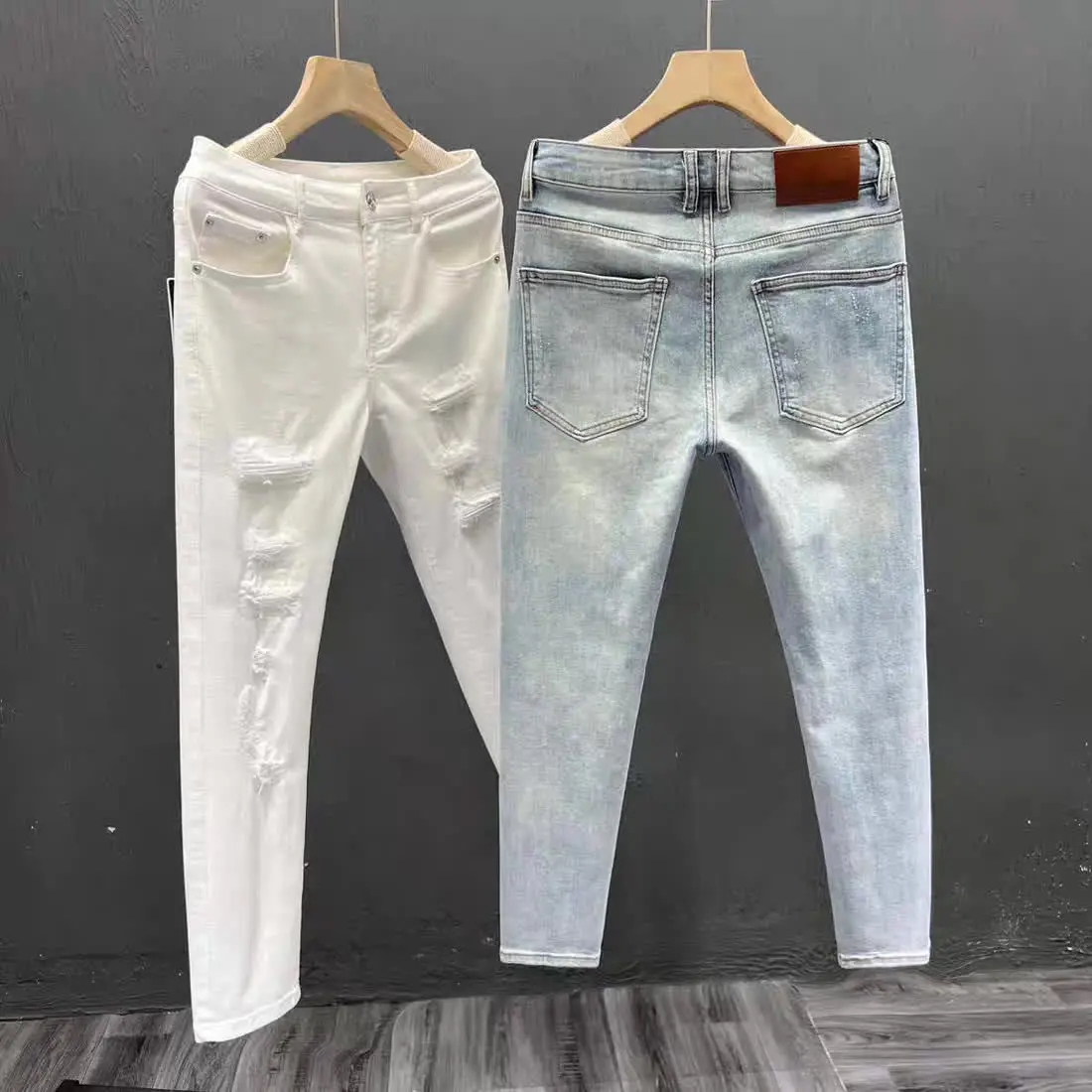 High Quality Korean Fashion 2024 New Summer Men's Solid Denim Knee-Length Jeans Cowboy Ripped Hole Boyfriend Men's Denim Shorts