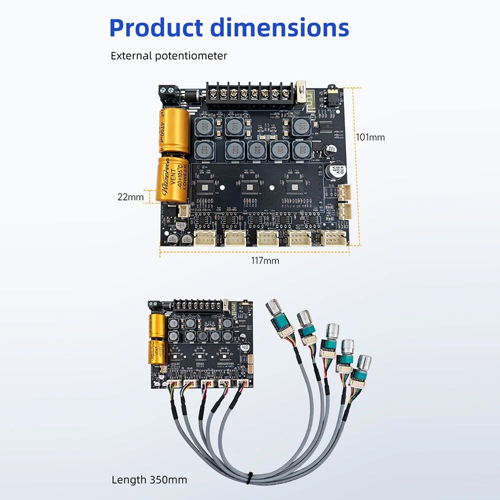Verbesserte ZK-TB22 2.2-Kanal Bluetooth-Verstärkerplatine, Dual 145W Subwoofer, digitales Leistungsverstärkermodul für Heim- und Auto-Audio – Detail 8