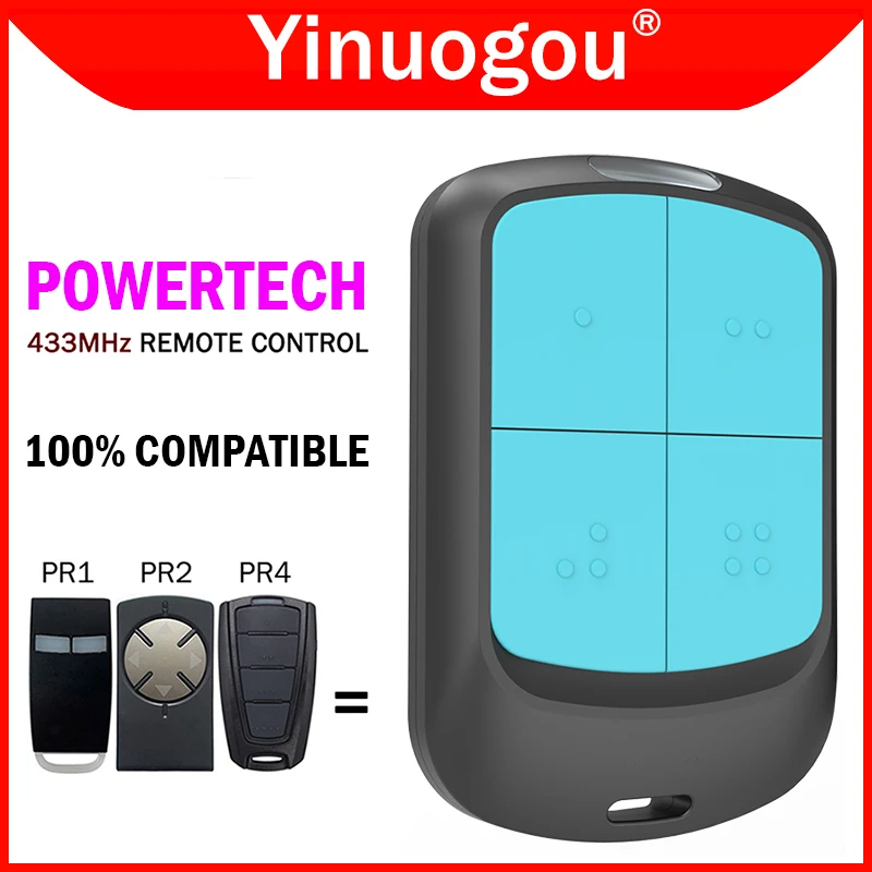For Powertech PR1 PR2 PR4 Electric Gate Garage Door Remote Control 433.92MHz Rolling Code With Clip