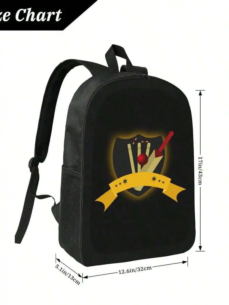 

Cricket Fan Backpack With Bat And Ball Logo Durable Lightweight Waterproof School Travel Bag