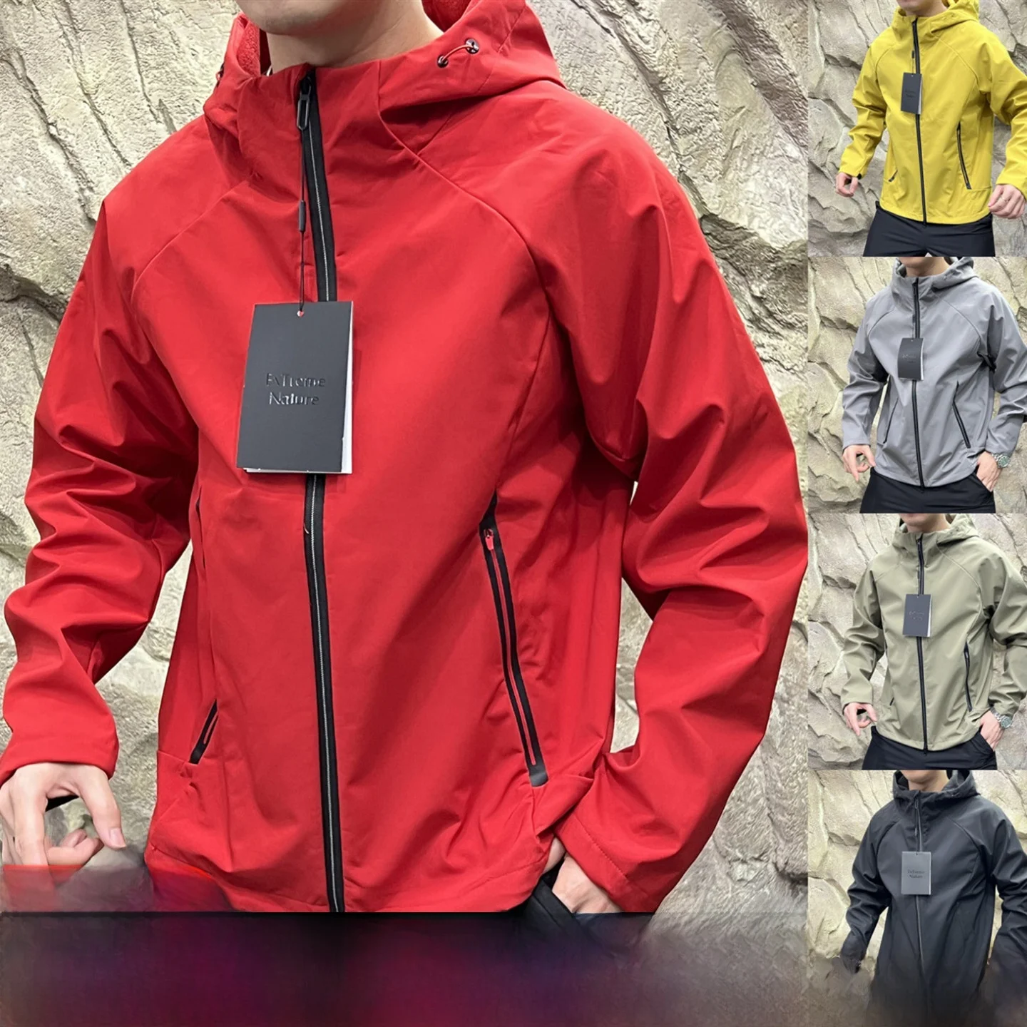 

Profional Outdoor High-End Taped Zipper Fce Lined Hooded Soft ell Jaet Men's Autumn Winter Polyester Fiber Windproof